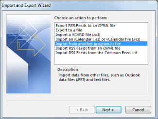 import outlook data 3
