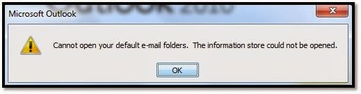 Cannot open your default e-mail folders