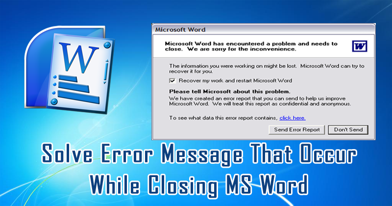 komunikaty o błędach słowo Microsoft