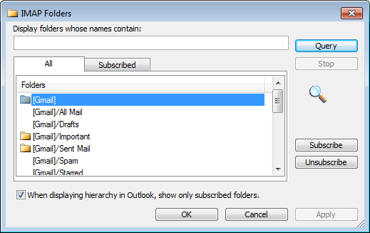 how to stop outlook synchronizing folders